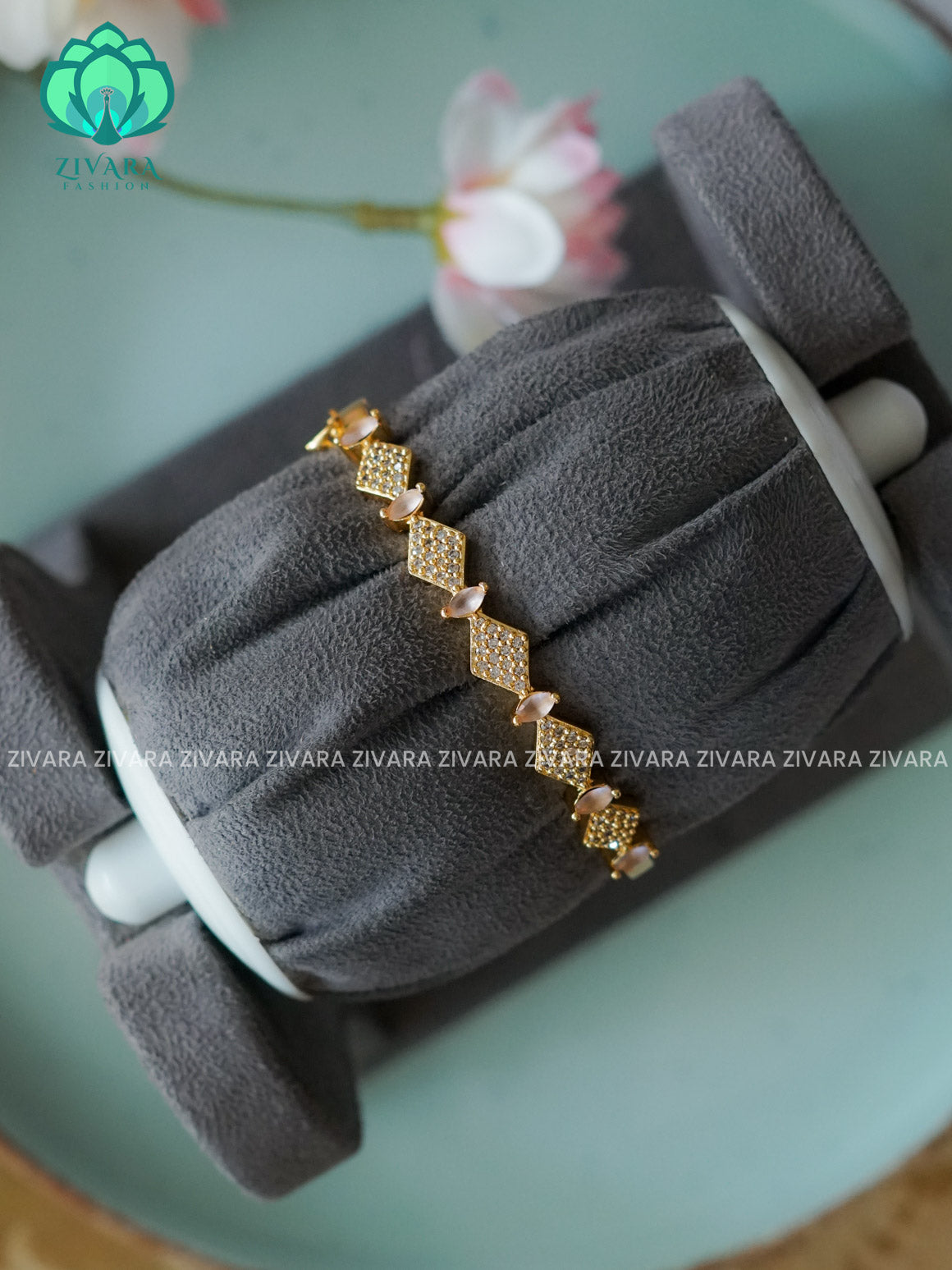 Pink 1 piece free size KADA -Premium gold finish kada bangle- latest jewellery collection- Zivara Fashion