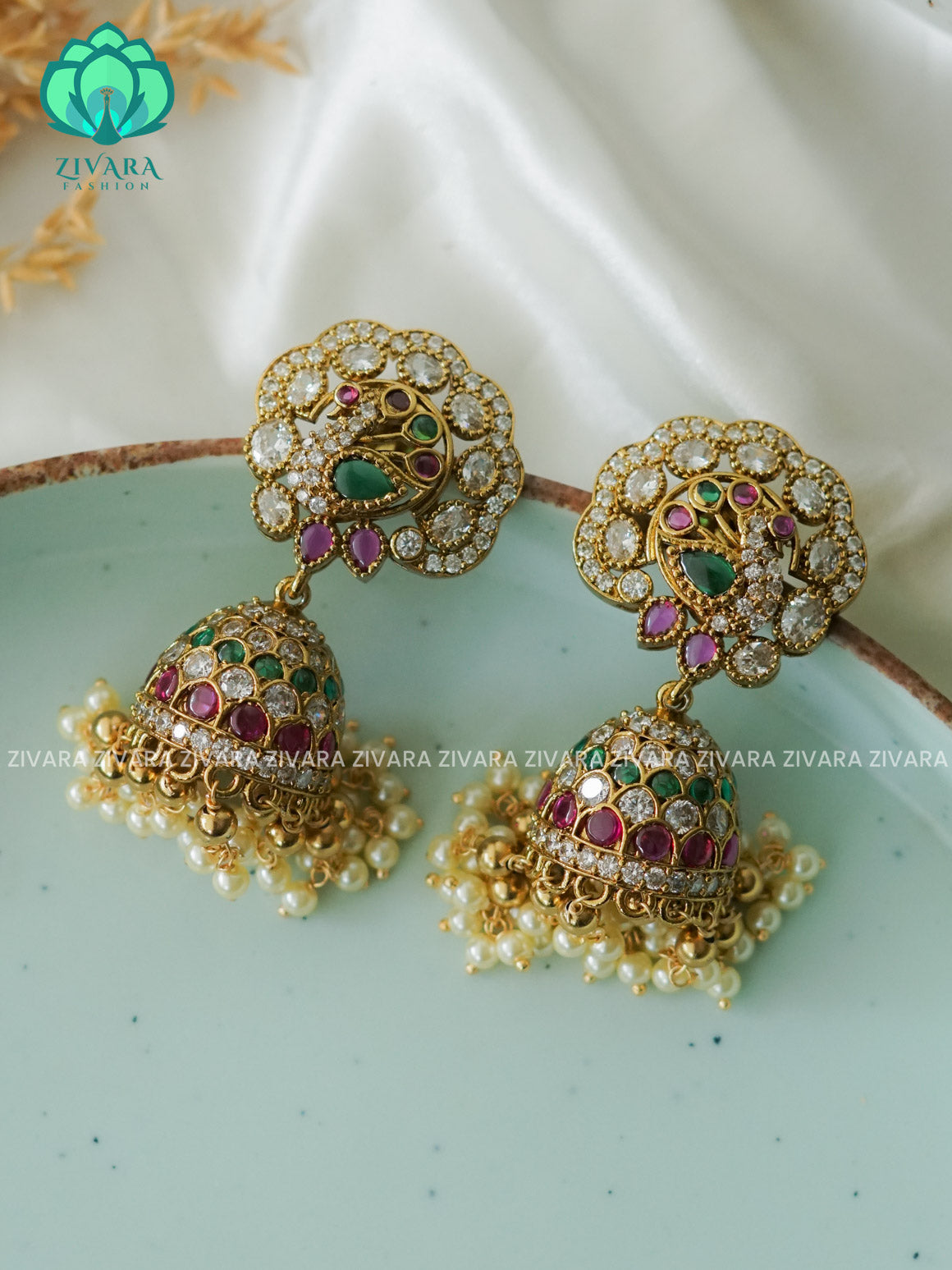Ruby  BRIDAL BIG SIZE  TRADITIONAL PREMIUM MATTE  polish JHUMKA- latest jewellery collection- zivara fashion