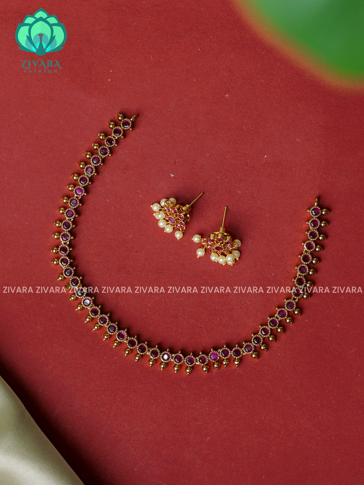 SMALL SIZE - Simple -Traditional south indian premium neckwear with earrings- Zivara Fashion- latest jewellery design.