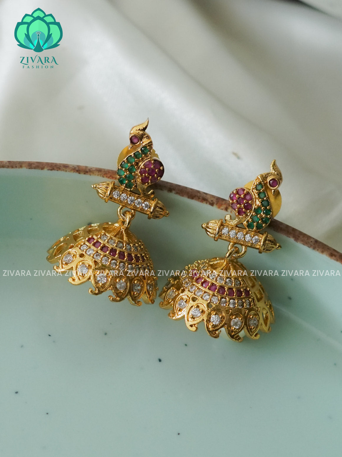 Peacok Ad TRADITIONAL PREMIUM MATTE  polish JHUMKA- latest jewellery collection- zivara fashion