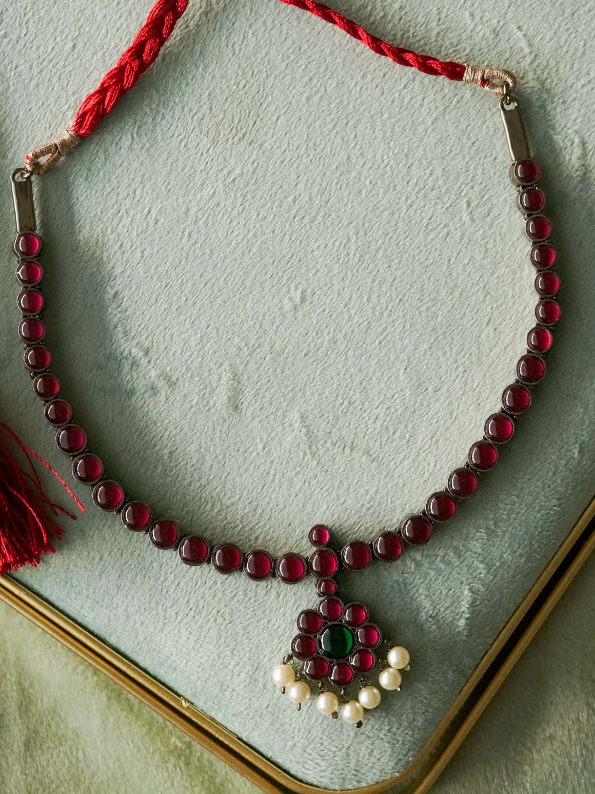 MATHANGI- ATTIGAI NECKLACE- REAL KEMP BHARATHANATYAM DANCE PREMIUM JEWELLERY (PREORDER WITH 3 TO 10 DAYS DISPATCH TIME)