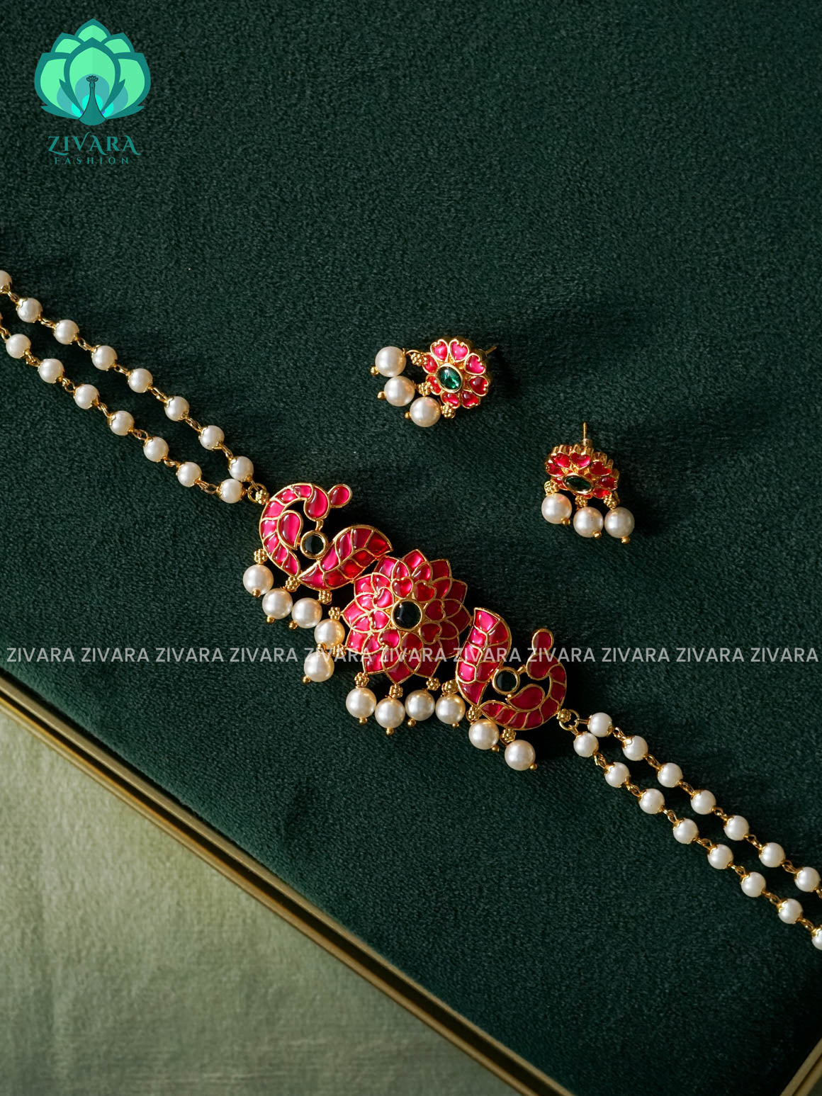 PINK ENAMEL JADAU LOOK ALIKE  TRADITIONAL CHOKER COLLECTION WITH EARRINGS- LATEST JEWELLERY COLLECTION