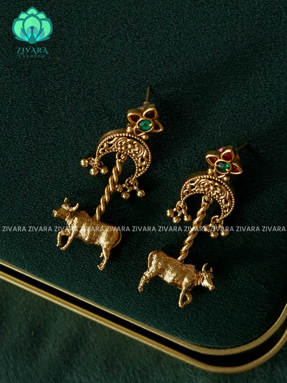 ANTIQUE GOLD NANDI BULL HANGINGS - latest jewellery collection- zivara fashion