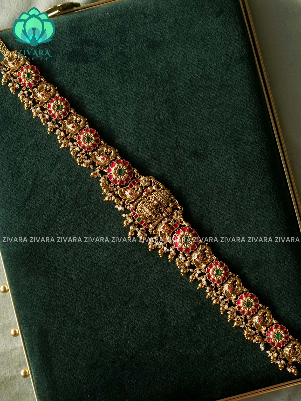JADAU TEMPLE PREMIUM MATTE HIPBELT WITH GOLD BEADS-ZIVARA FASHION