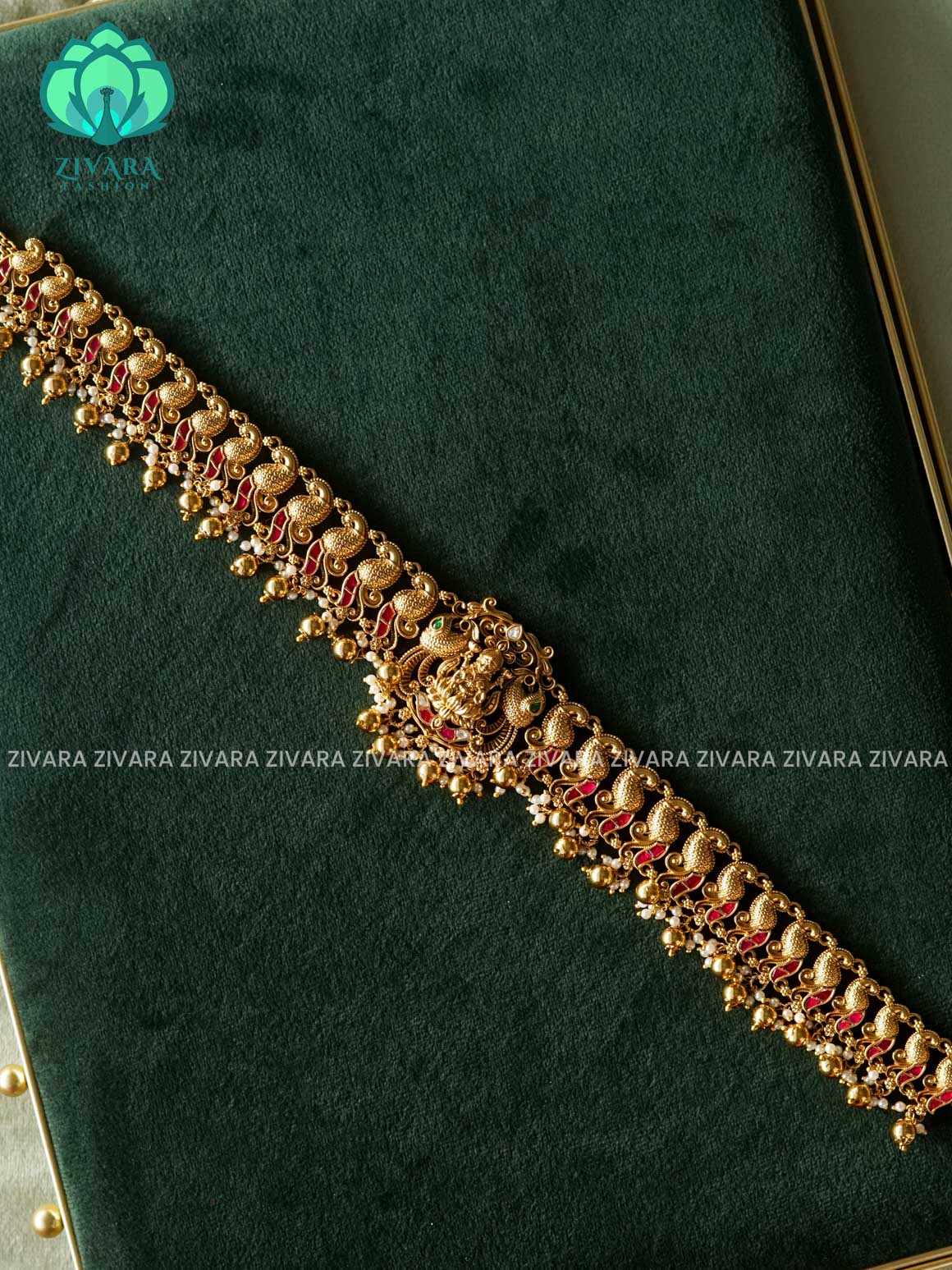 JADAU TEMPLE PREMIUM MATTE HIPBELT WITH GOLD BEADS-ZIVARA FASHION