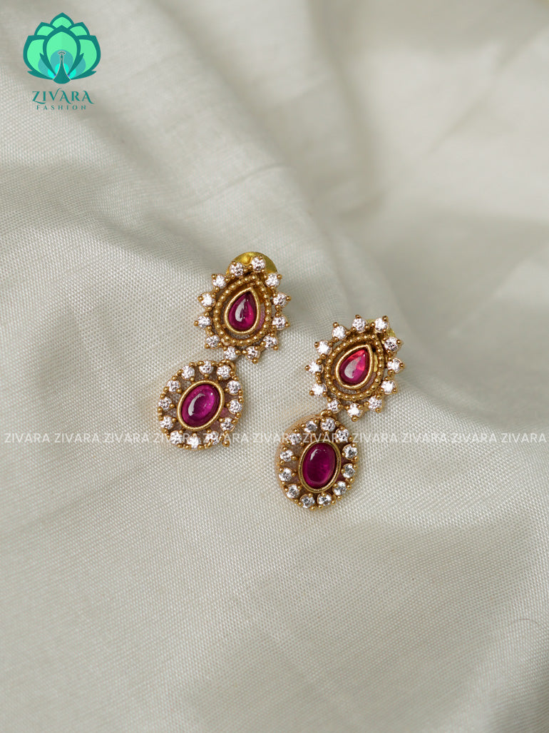 Ruby TRADITIONAL PREMIUM MATTE  polish STUDS- latest jewellery collection- zivara fashion