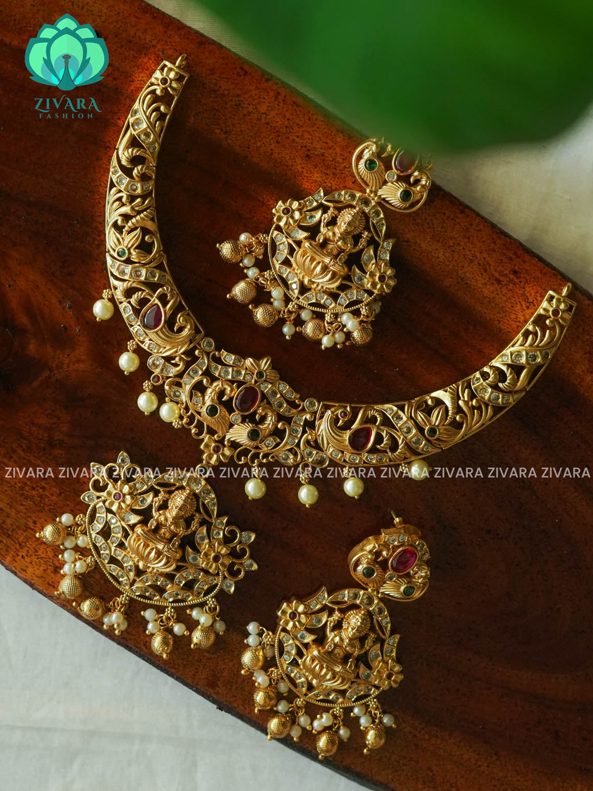 BRIDAL TEMPLE HASLI - Traditional south indian premium neckwear with earrings- Zivara Fashion- latest jewellery design