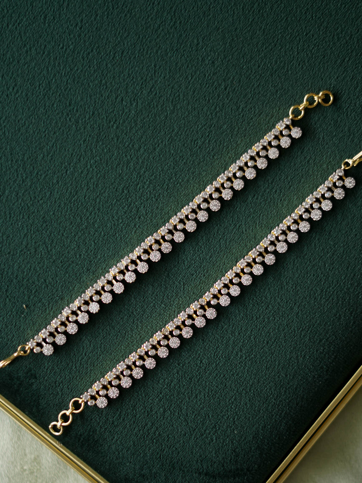 Rhodium dual polish straight premium finish bridal earchain maatal- south indian kemp bridal accessory