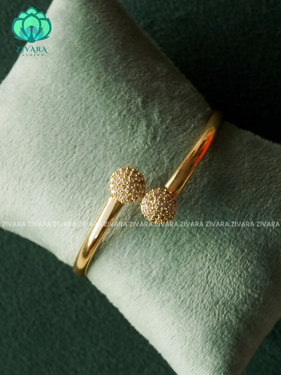 1 piece free size WHITE ROUND  KADA -Premium gold finish kada bangle- latest jewellery collection- Zivara Fashion