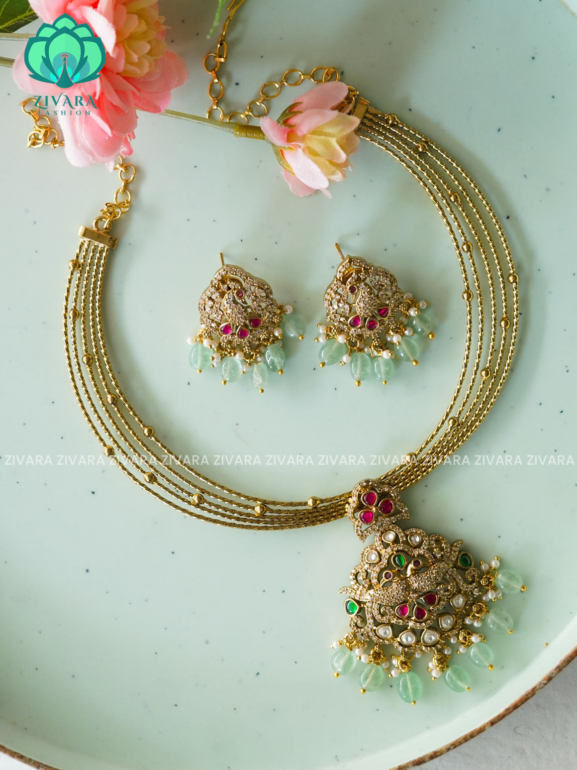 BRIDAL JADAU HASLI  -Traditional south indian premium neckwear with earrings- Zivara Fashion- latest jewellery design