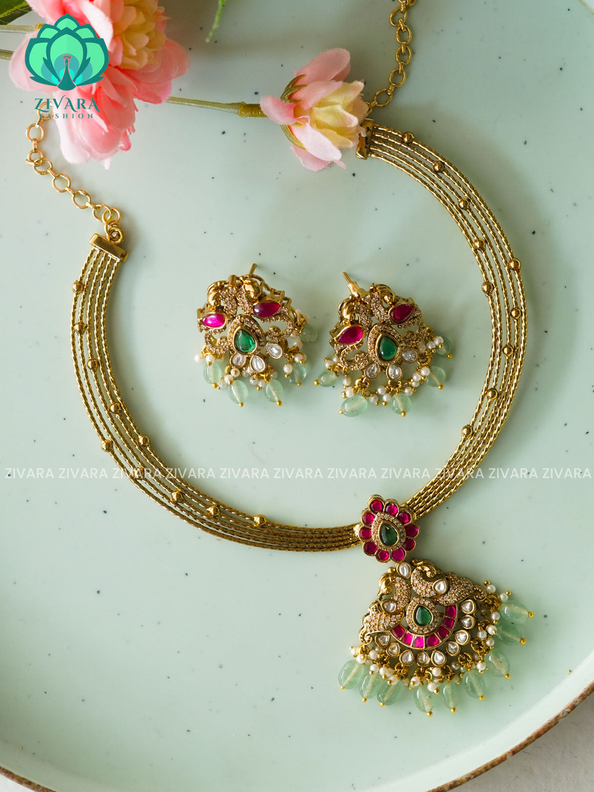 BRIDAL JADAU HASLI  -Traditional south indian premium neckwear with earrings- Zivara Fashion- latest jewellery design