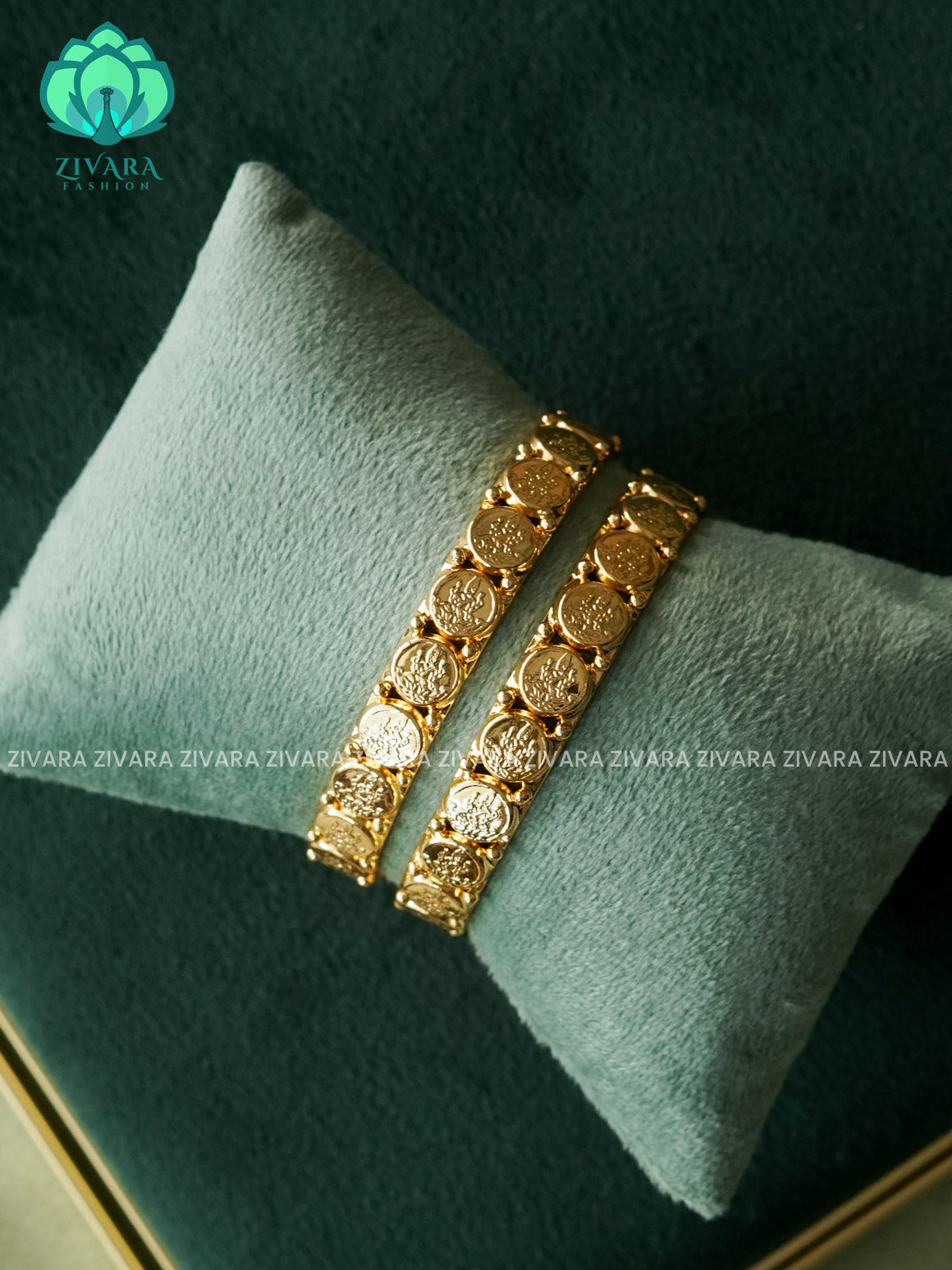 2 piece gold polish coin bangles  - Premium quality daily use bangles - Zivara fashion