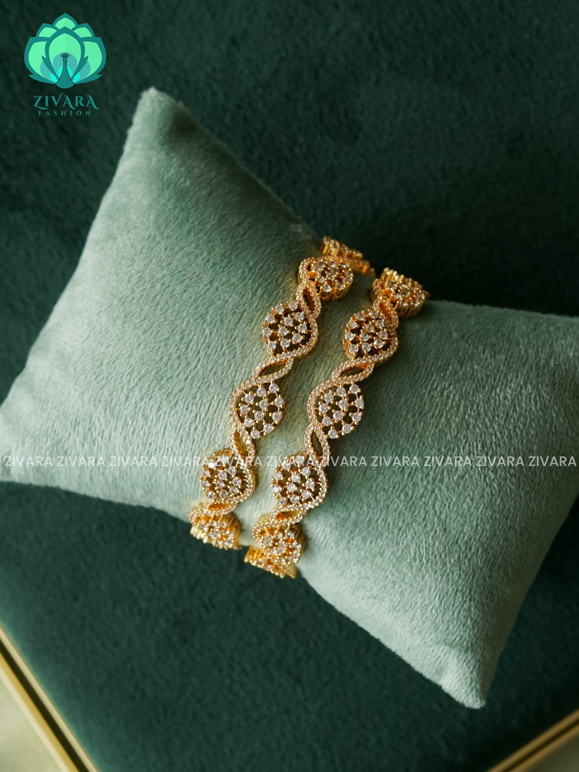 2 piece white stone gold polish  bangles  - Premium quality daily use bangles - Zivara fashion