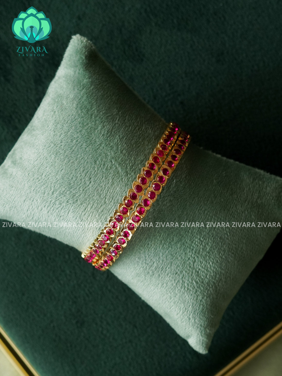 2 PIECE RUBY STONE IMPON  bangles  - Premium quality daily use bangles - Zivara fashion