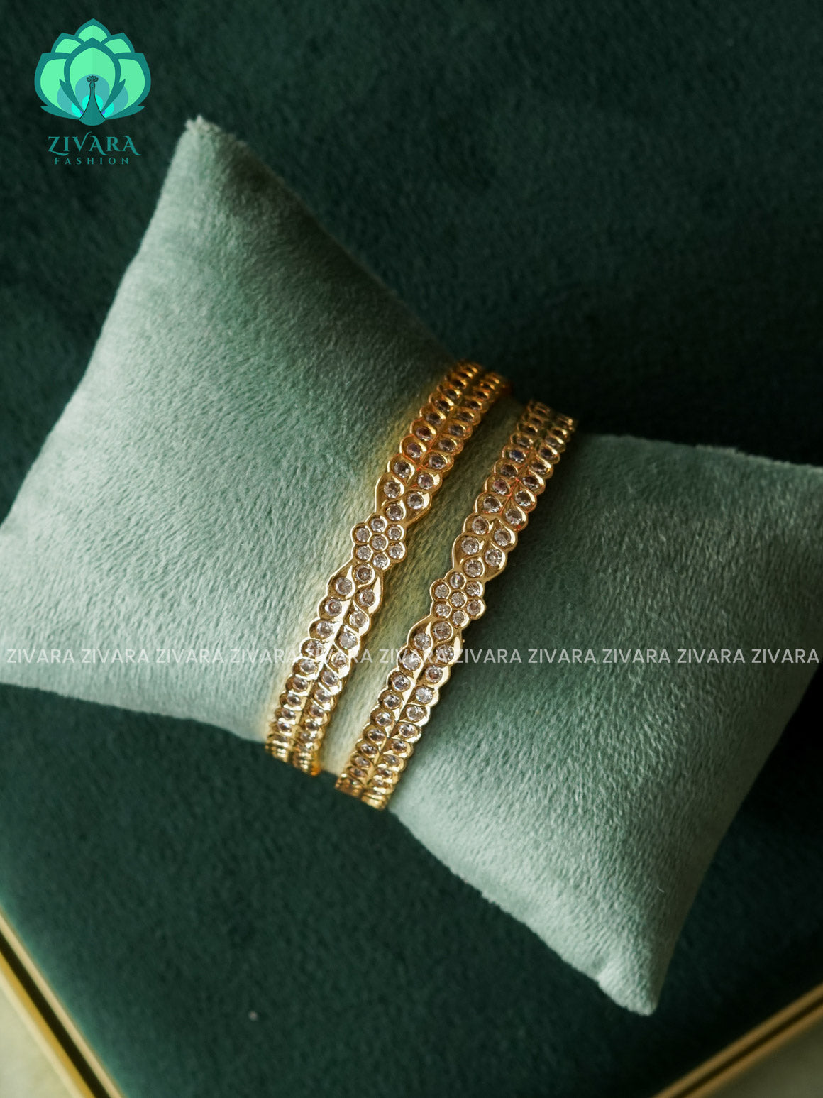 2 PIECE  WHITE STONE IMPON  bangles  - Premium quality daily use bangles - Zivara fashion