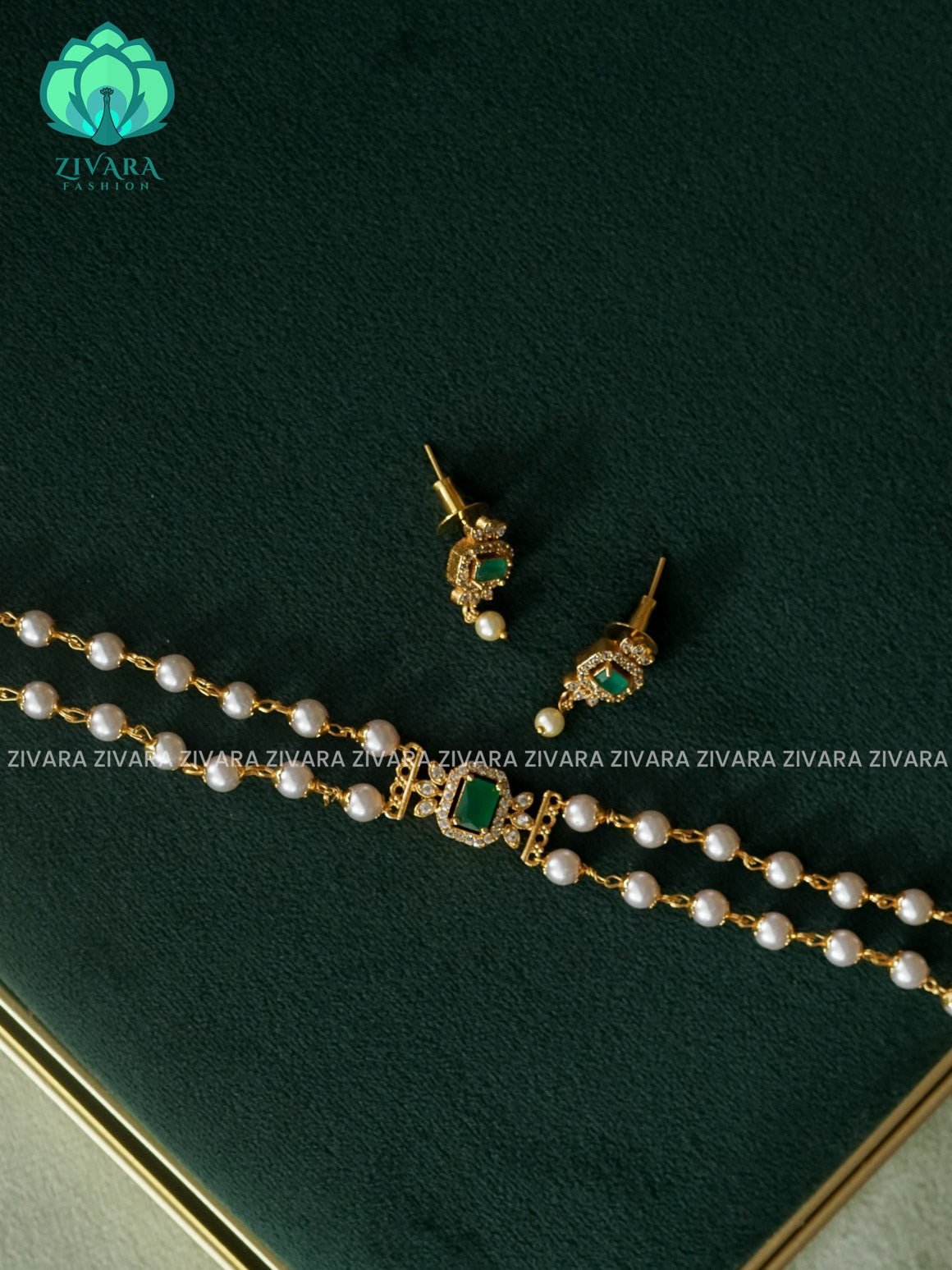 GREEN BOX PEARL CHOKER  - KIDS FRIENDLY -  TRADITIONAL CHOKER COLLECTION WITH EARRINGS- LATEST JEWELLERY COLLECTION