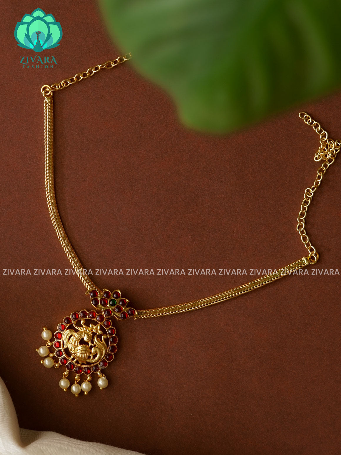 RED AND GREEN - INIYA - Simple kemp attigai neckwear - latest kemp dance jewellery collection