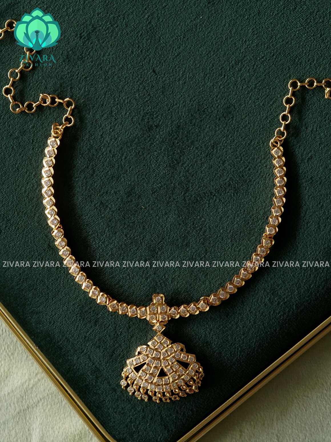 AMBIGAI-WHITE  STONE MOTIF FREE  MICROGOLD POLISH ATTIGAI - Zivara Fashion- latest jewellery design