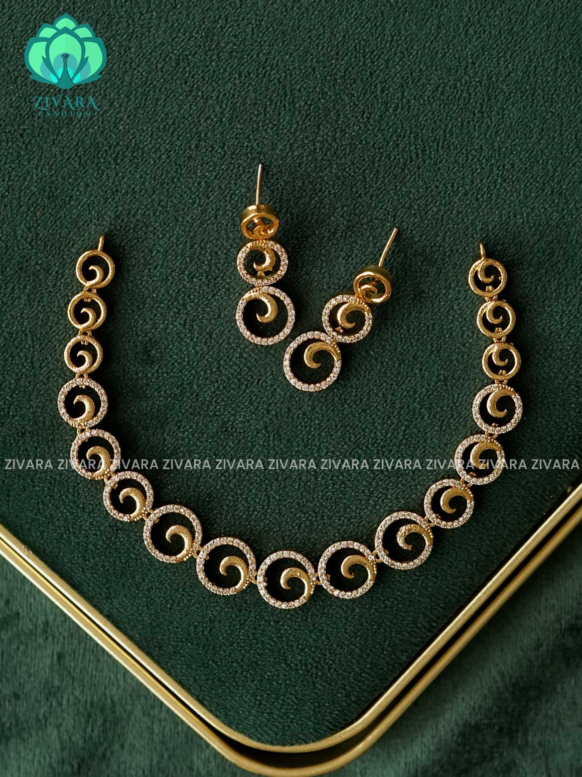 CIRCLE SUBTLE GOLD FINISH stylish and minimal elegant neckwear with earrings- Zivara Fashion
