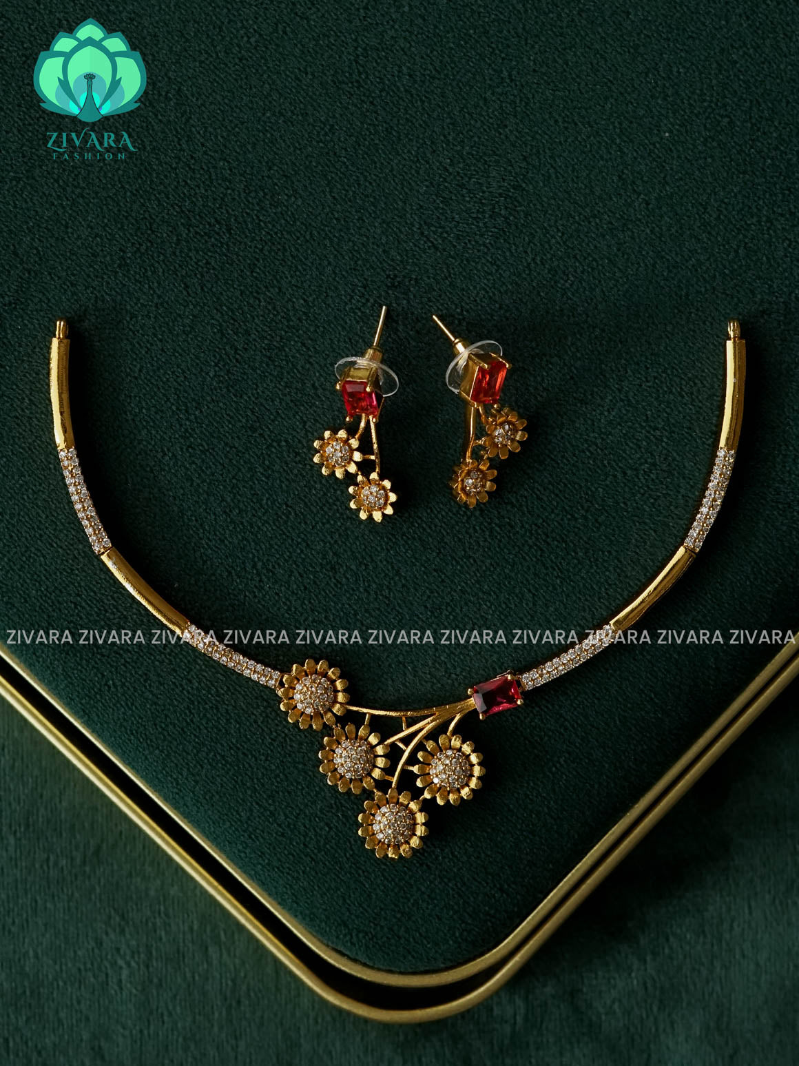 RUBY WHITE - FLOWER KIDS FRIENDLY HASLI - stylish and minimal elegant neckwear with earrings- Zivara Fashion