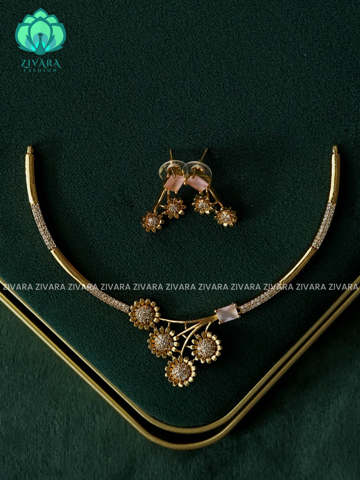 PASTEL PINK WHITE - FLOWER KIDS FRIENDLY HASLI - stylish and minimal elegant neckwear with earrings- Zivara Fashion