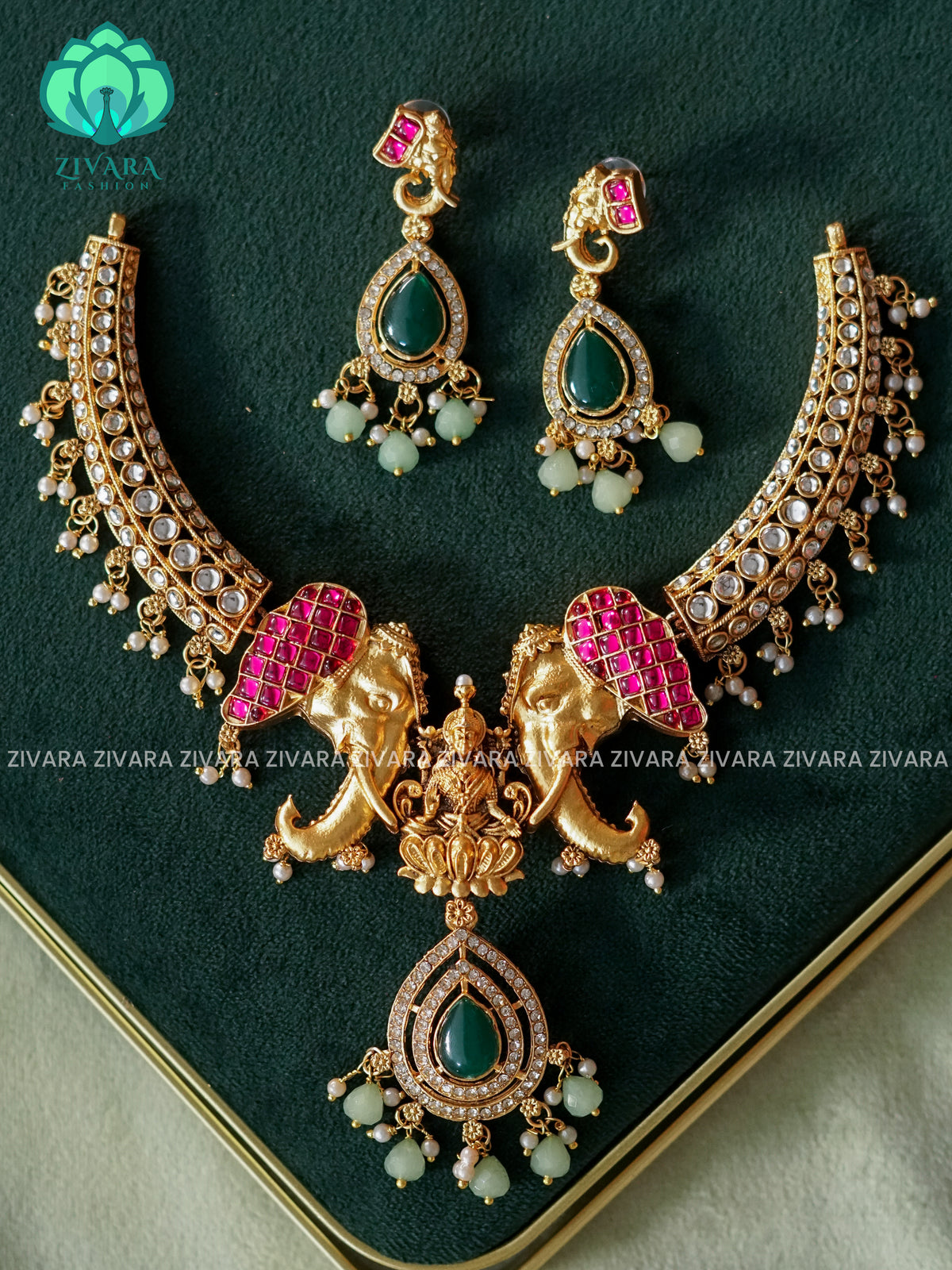 TEMPLE Elephant  NORMAL MATTE neckwear - Zivara Fashion- latest jewellery design