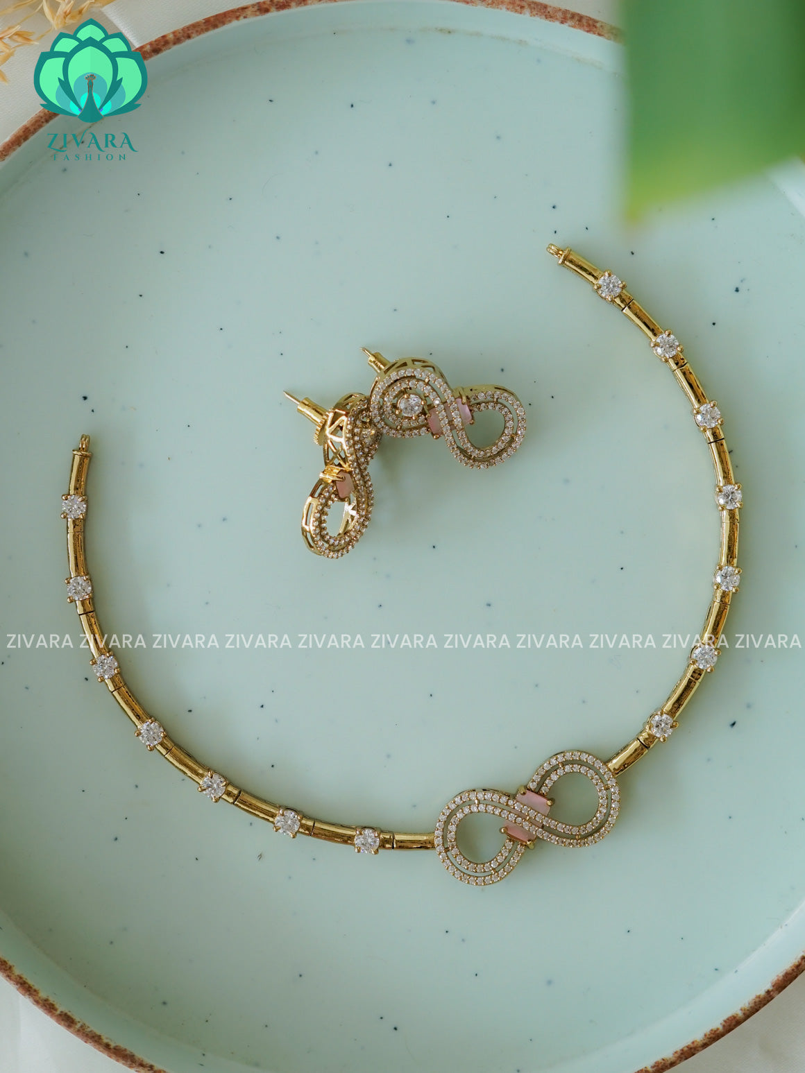 PINK INFINITY PENDANT  premium neckwear with earrings- Zivara Fashion- latest jewellery design