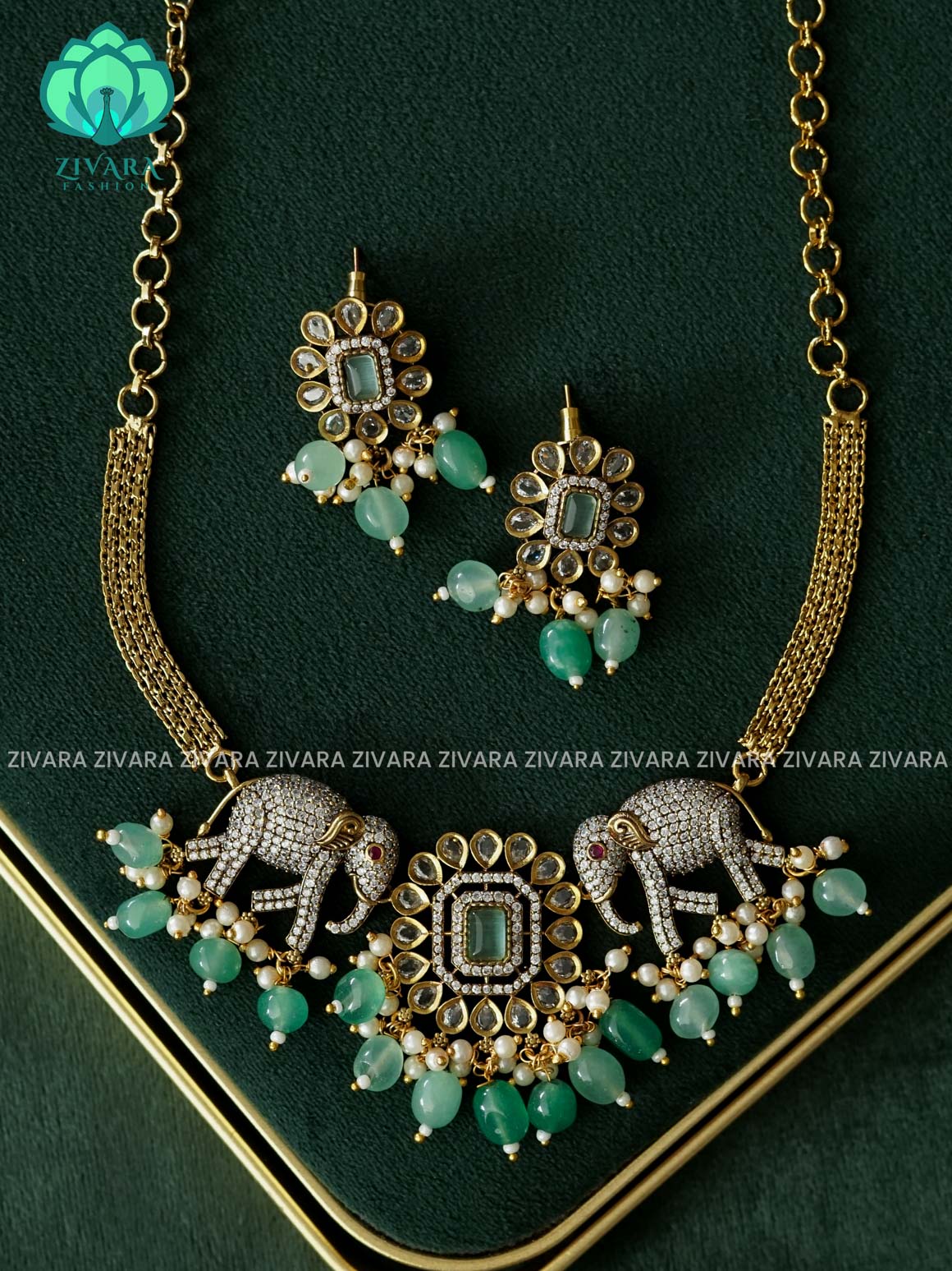 ELEPHANT VICTORIAN POLISH CHOKER  - Zivara Fashion- latest jewellery desigN