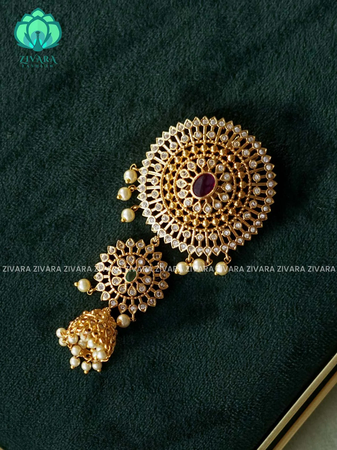 RUBY STONE MOTIF FREE JADABILLAI  - TRADITIONAL HAIR ACCESSORIES - ZIVARA FASHION