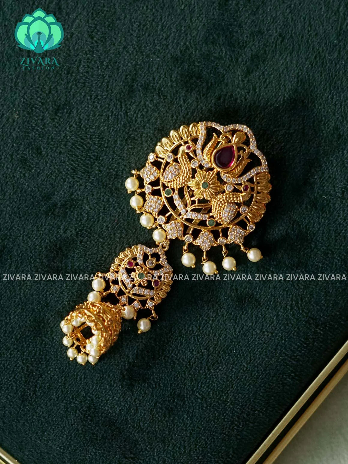 PEACOCK LOTUS JADABILLAI  - TRADITIONAL HAIR ACCESSORIES - ZIVARA FASHION