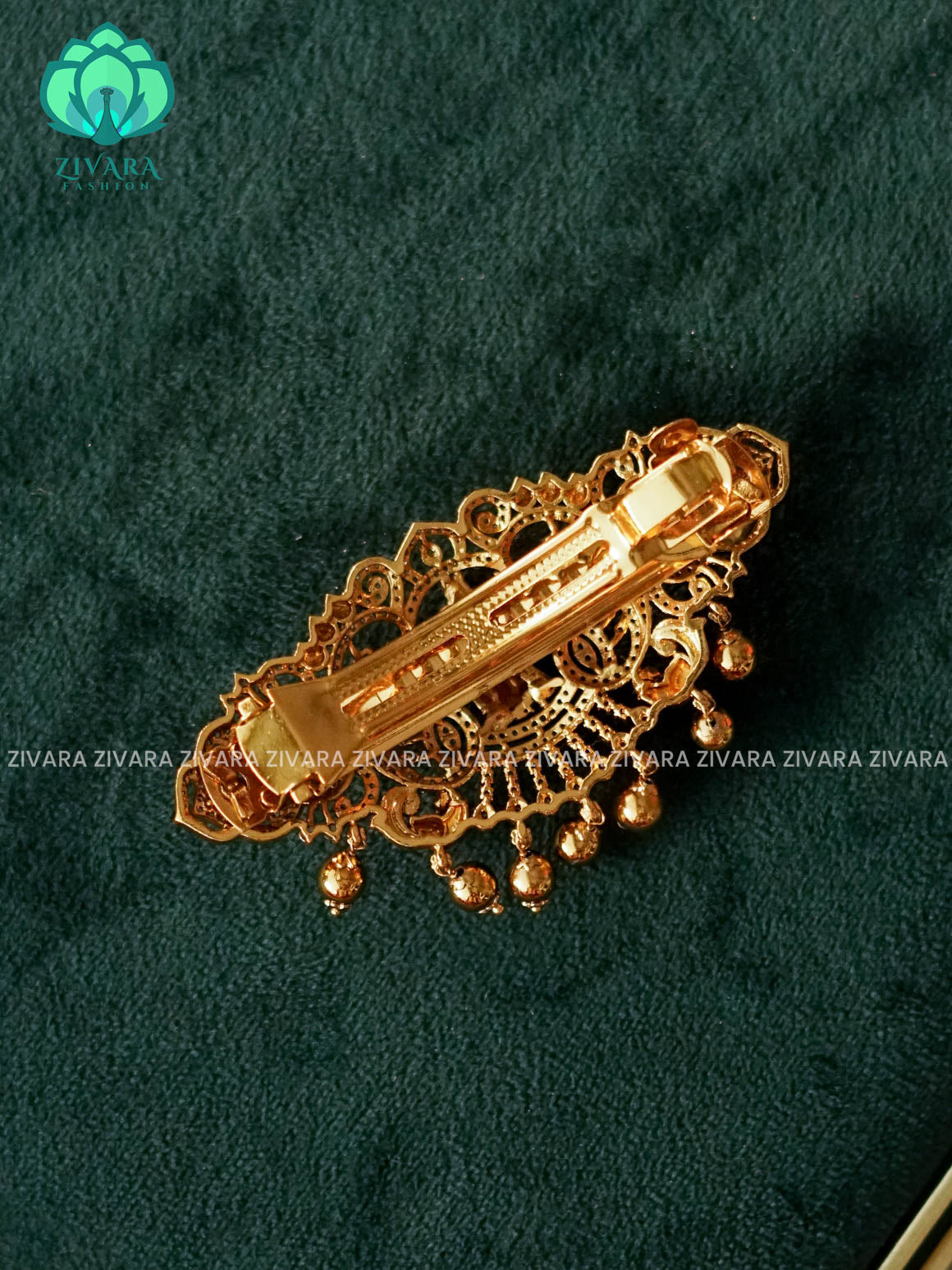 RADHE KRISHNA WHITE STONE HAIRCLIPS WITH HANGINGS - TRADITIONAL HAIR ACCESSORIES - ZIVARA FASHION