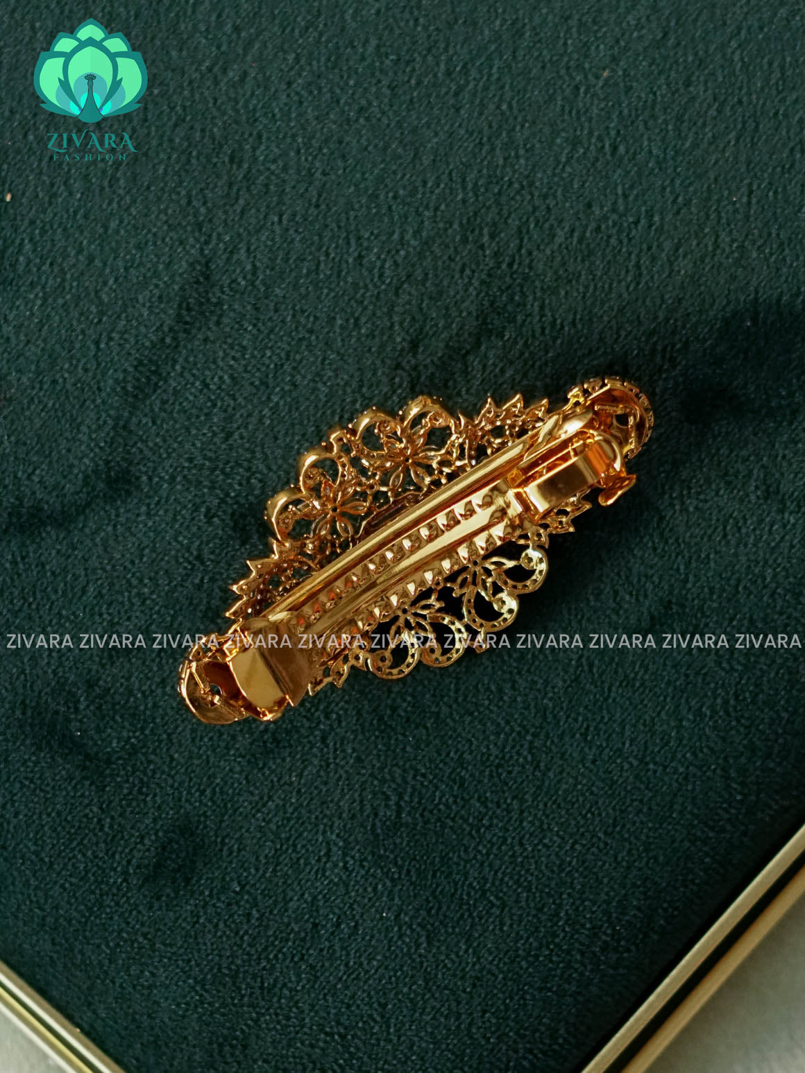FLORAL  RUBY GREEN WHITE STONE  HAIRCLIPS  - TRADITIONAL HAIR ACCESSORIES - ZIVARA FASHION
