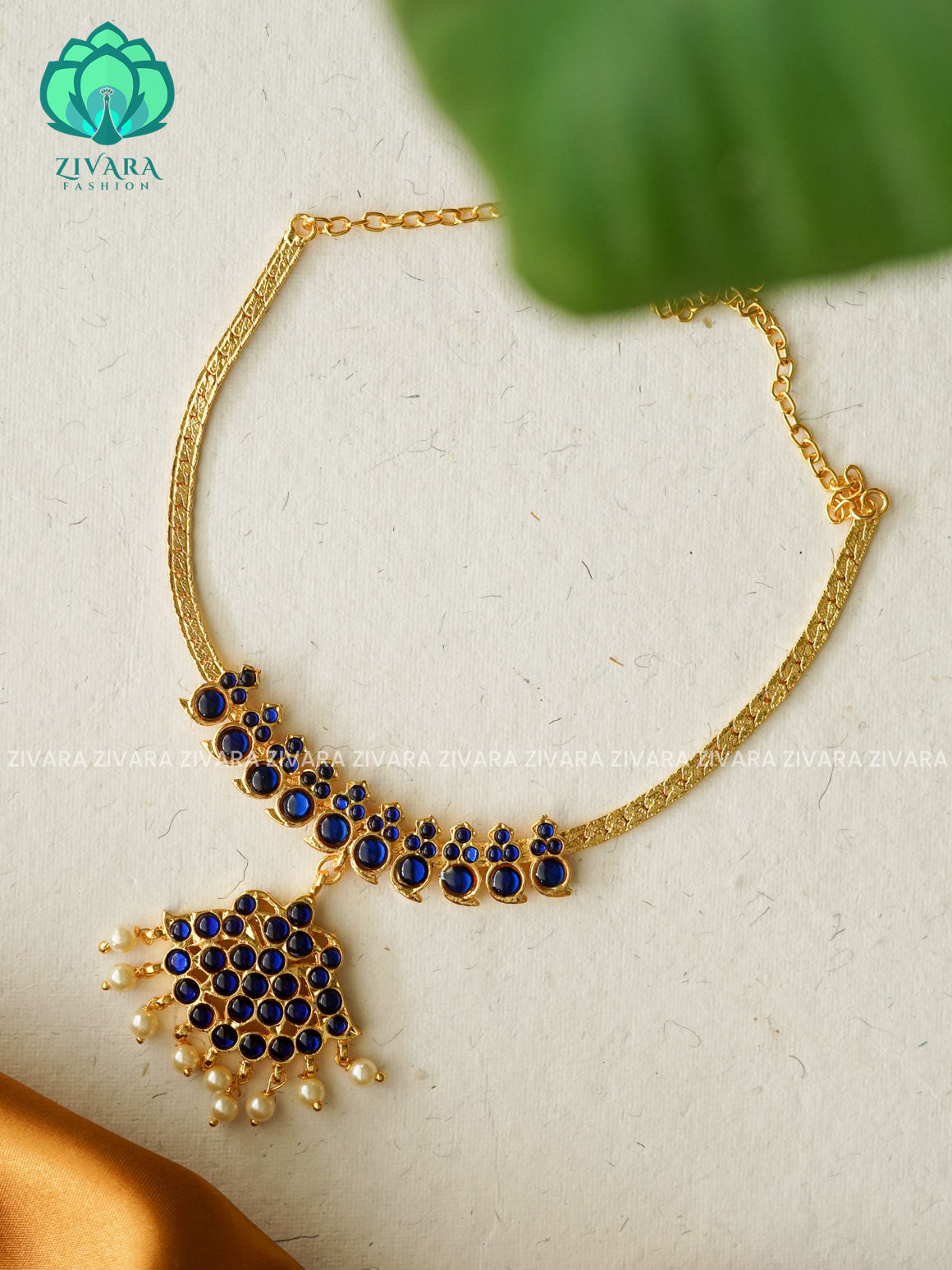 BLUE- SHRAVANTHI  - INIYA - Simple kemp attigai neckwear - latest kemp dance jewellery collection