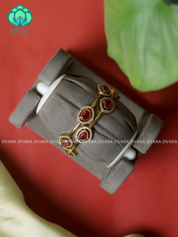 RUBY - 2 PIECE designer  -Premium victoria BIG STONE  bangles- latest jewellery collection- Zivara Fashion