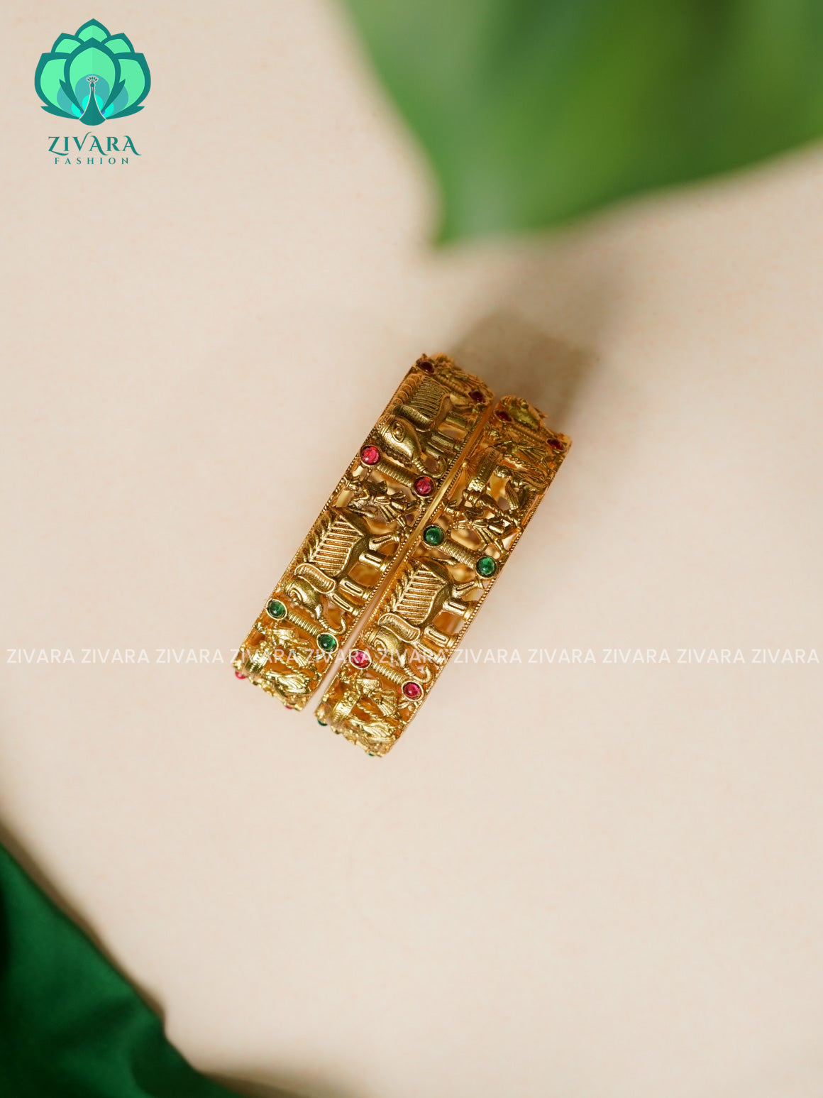 2 PIECE ELEPHANT  -NORMAL MATTE  FINISH bangles- latest jewellery collection- Zivara Fashion