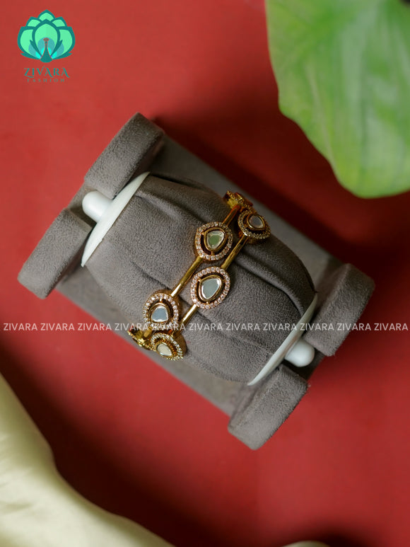 WHITE  - 2 PIECE designer  -Premium victoria BIG STONE  bangles- latest jewellery collection- Zivara Fashion