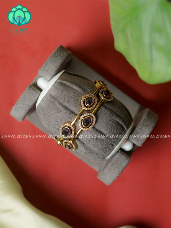 PURPLE  - 2 PIECE designer  -Premium victoria BIG STONE  bangles- latest jewellery collection- Zivara Fashion