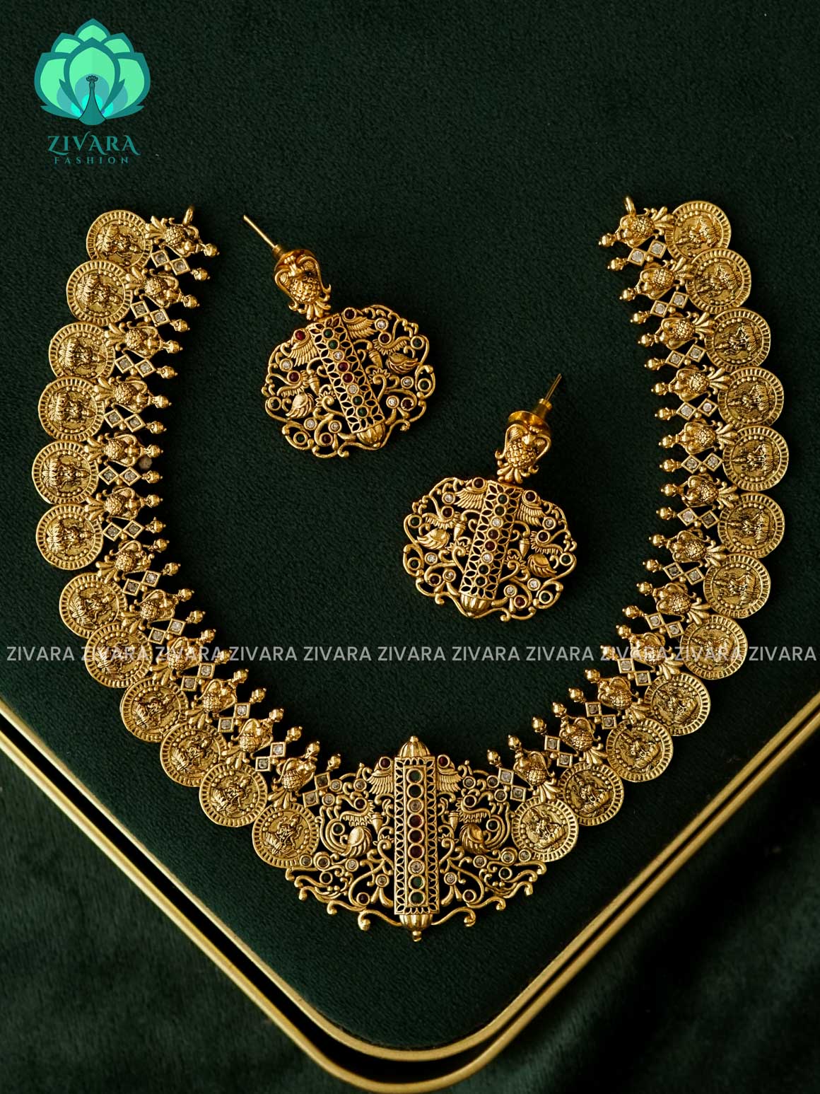 TEMPLE COIN - Traditional PREMIUM neckwear with earrings- Zivara Fashion
