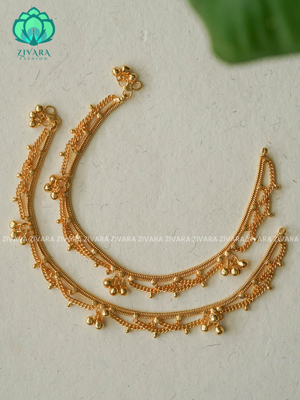 Trending HEAVY  GOLD DAILY  wear anklets (10.5 inch approx )for women- latest jewellery- ZIVARA FASHION