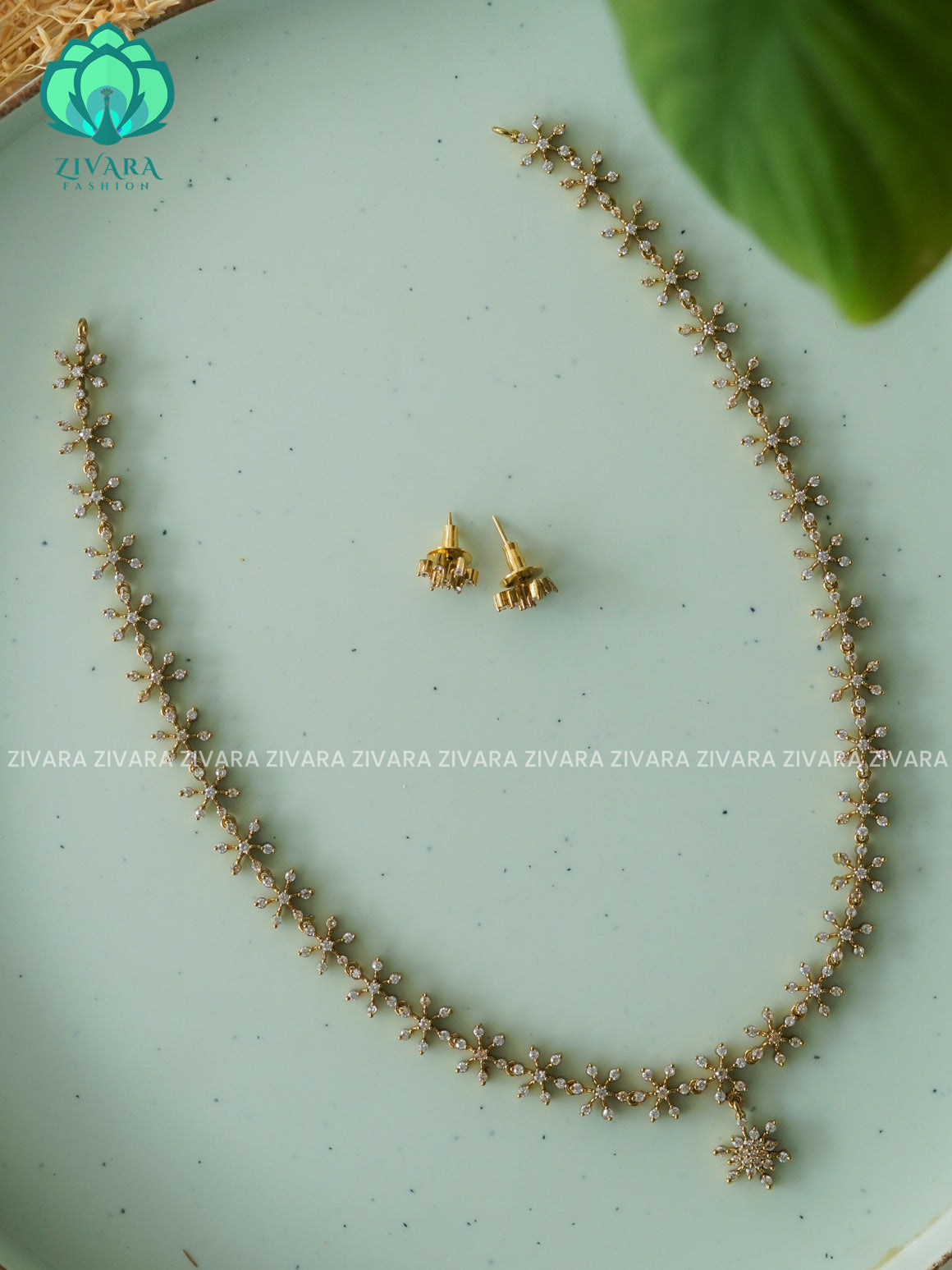 STAR ELEGANT  - DARK FINISH Traditional PREMIUM MATTE polish MIDCHEST haaram/neckwear with earrings- Zivara Fashion