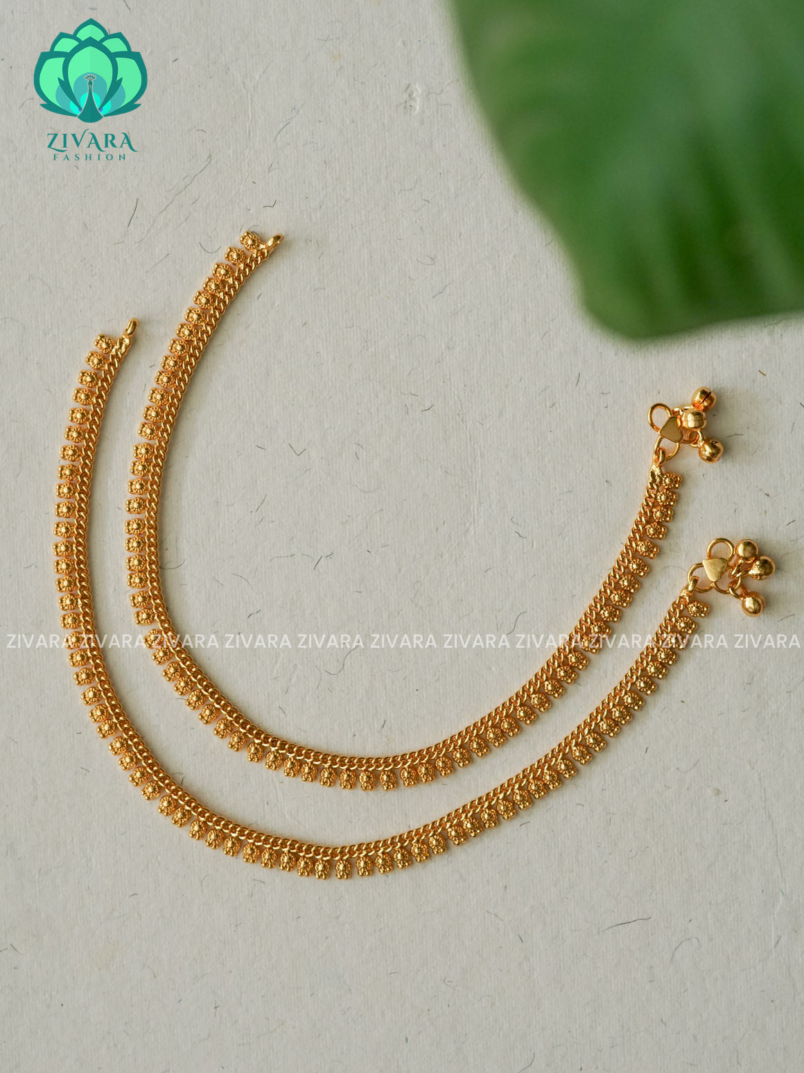 Trending HEAVY  GOLD DAILY  wear anklets (10.5 inch approx )for women- latest jewellery- ZIVARA FASHION