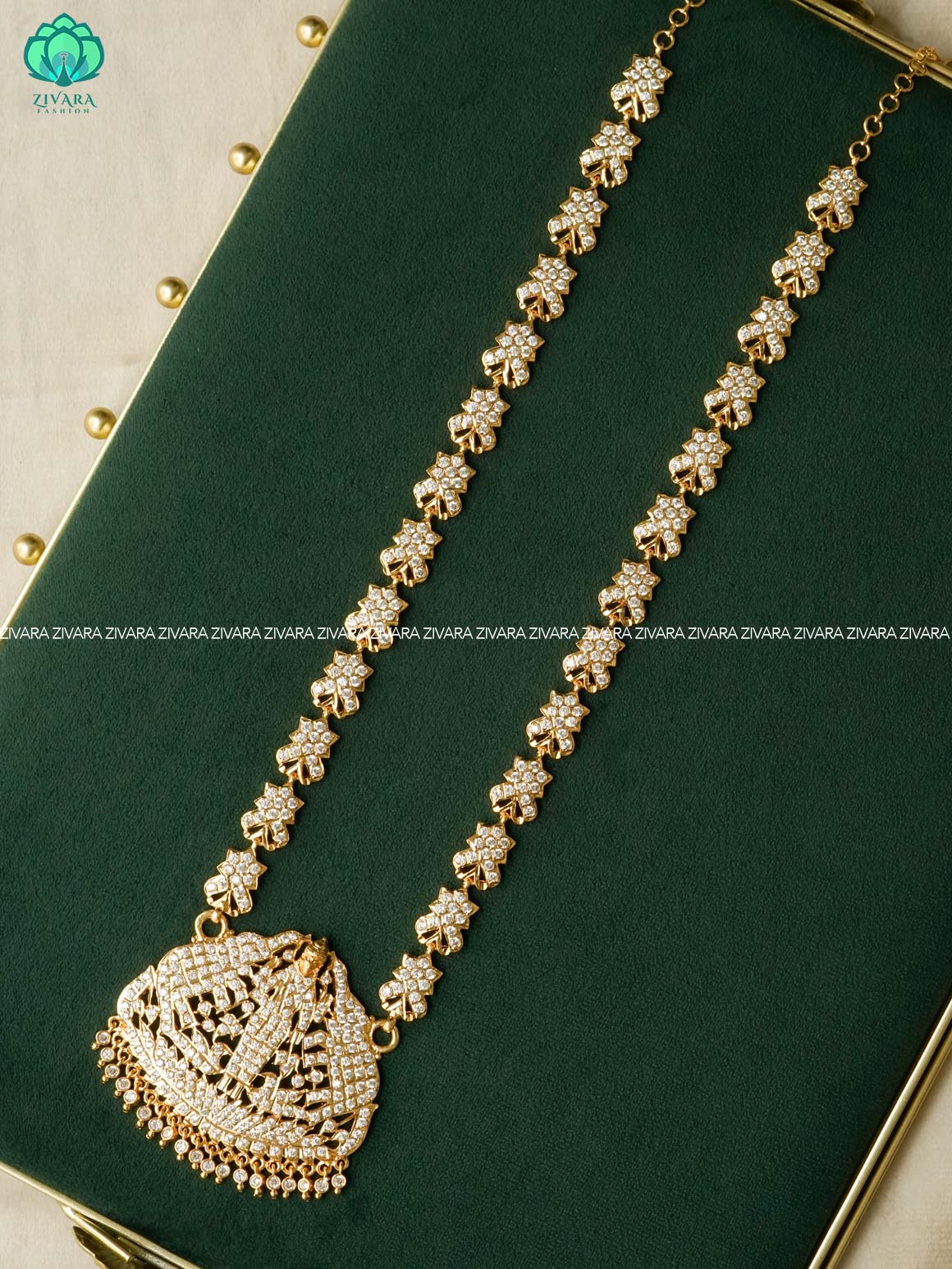 AMBIGAI - TEMPLE MICROGOLD POLISH LONG HAARAM   -Traditional south indian premium HAARAM- Zivara Fashion- latest jewellery design