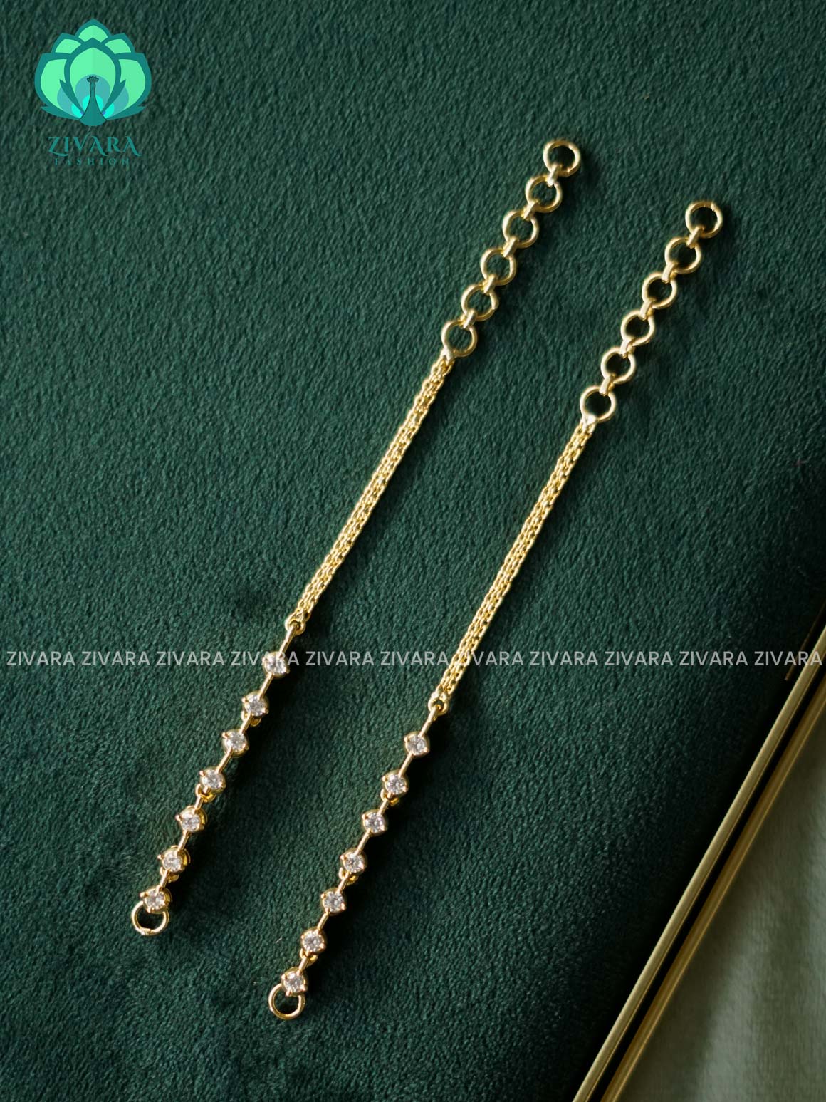 Rhodium dual polish straight premium finish bridal earchain maatal- south indian kemp bridal accessory