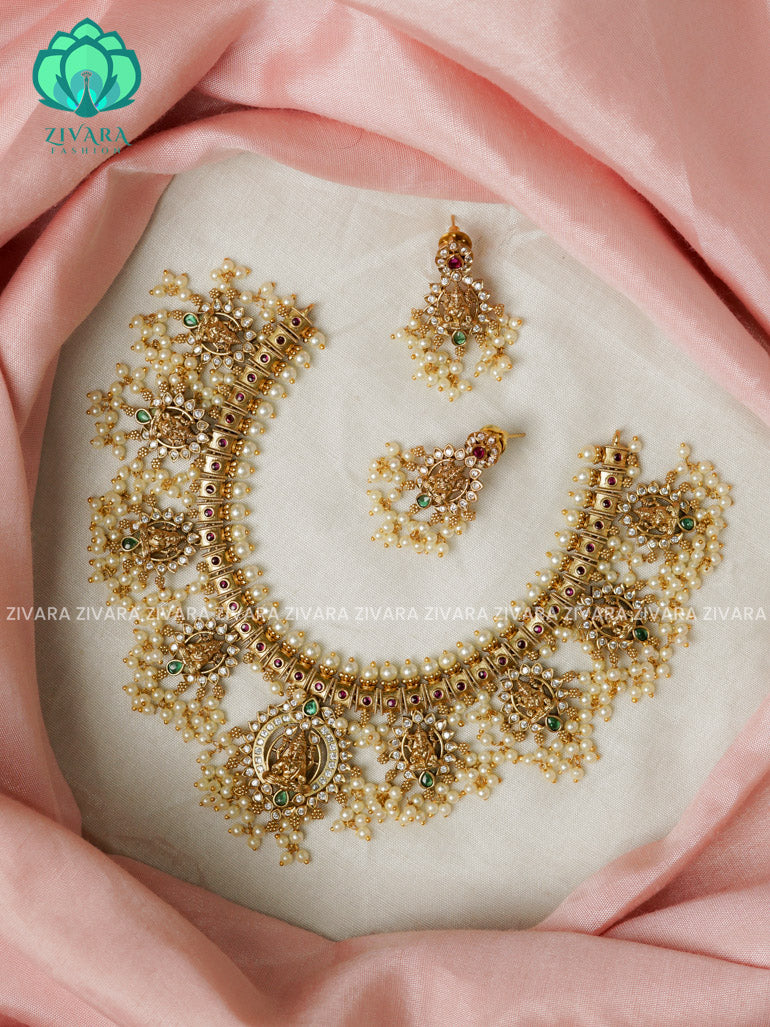 Bridal temple guttapusalu - Traditional south indian premium neckwear with earrings- Zivara Fashion- latest jewellery design