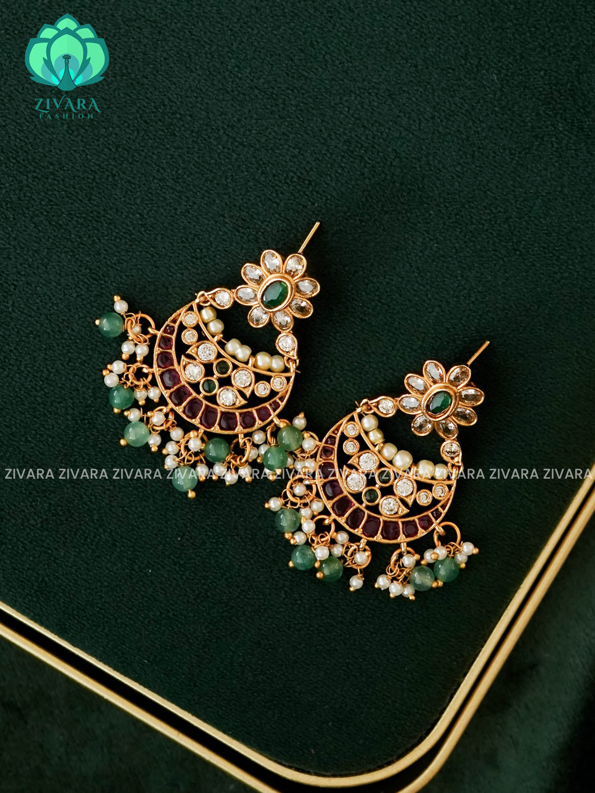 DIYA -  REAL KEMP FLOWER BALI  -  PREMIUM MATTE polish BALI- latest jewellery collection- zivara fashion