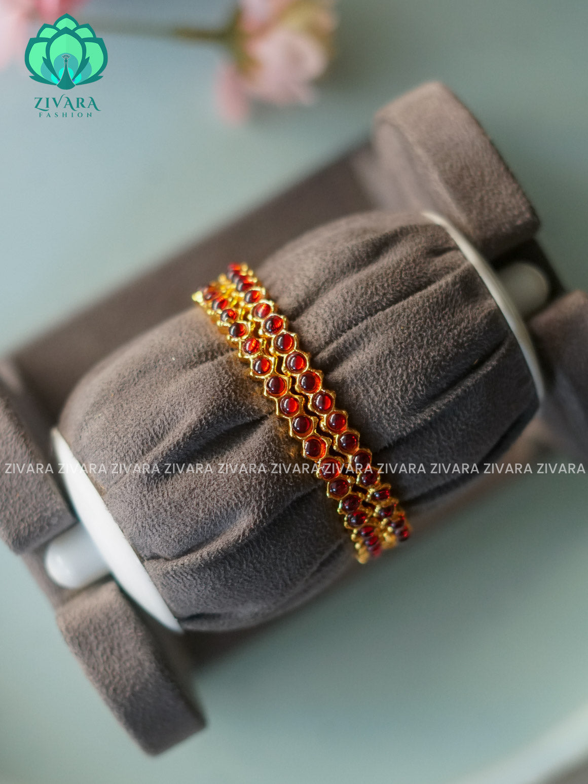 RED - 2 PIECE BHARATHANATYAM DANCE KEMP BANGLES  -ZIVARA FASHION