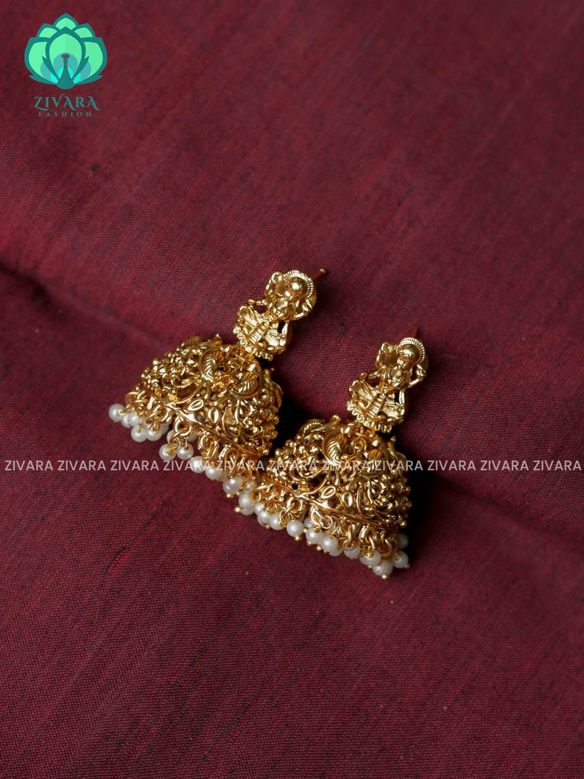 TEMPLE - TRADITIONAL NORMAL MATTE  polish JHUMKA- latest jewellery collection- zivara fashion