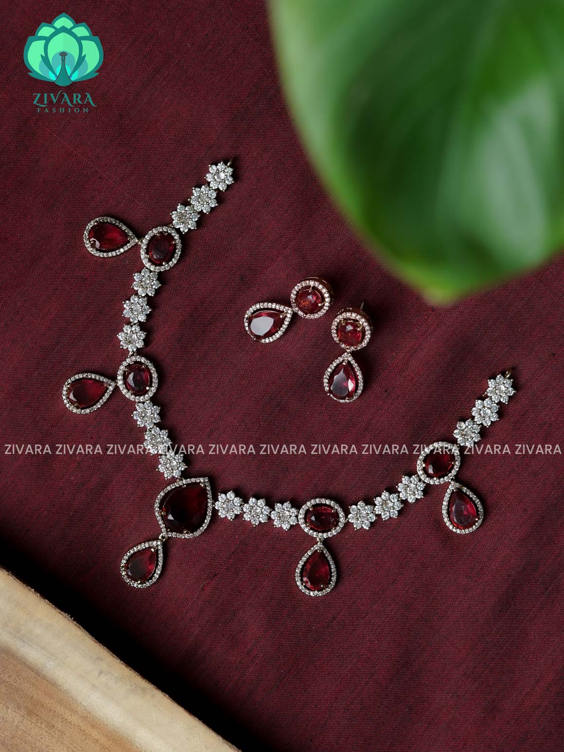 RUBY -  Royal STONE HANGINGS - Ultra premium victoria finish dark polish trending neckwear collection- bridal collection- Zivara Fashion