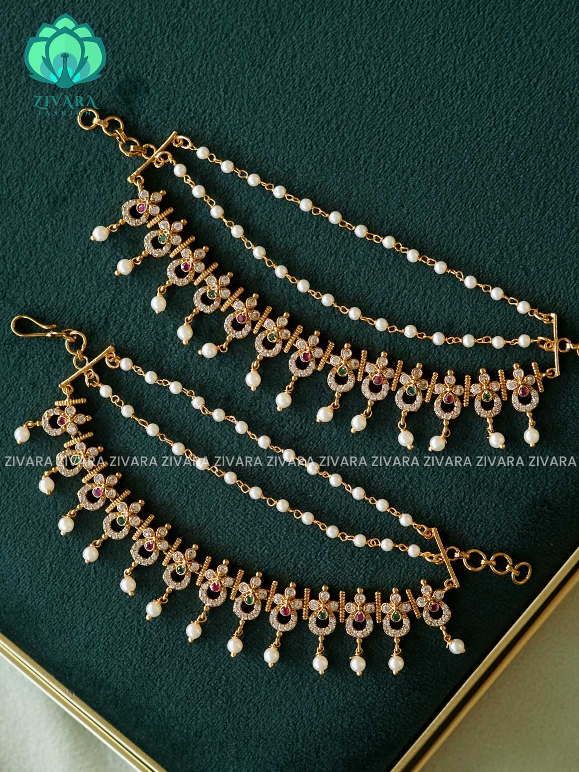 3 layer MATTE FINISH  earchains/maatals- bridal accessory- zivara fashion-latest jewellery collection