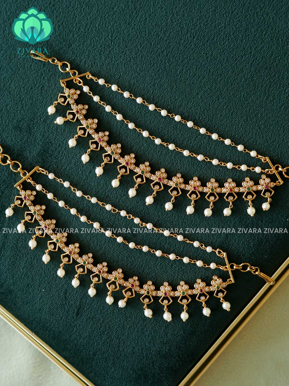 3 layer MATTE FINISH  earchains/maatals- bridal accessory- zivara fashion-latest jewellery collection